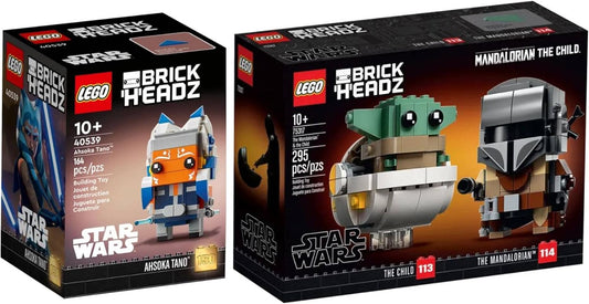 LEGO 40539 BRICKHEADZ Star Wars Ahsoka Tano + LEGO 75317  BRICKHEADZ Mandalorian & Child  Exclusive Bundle